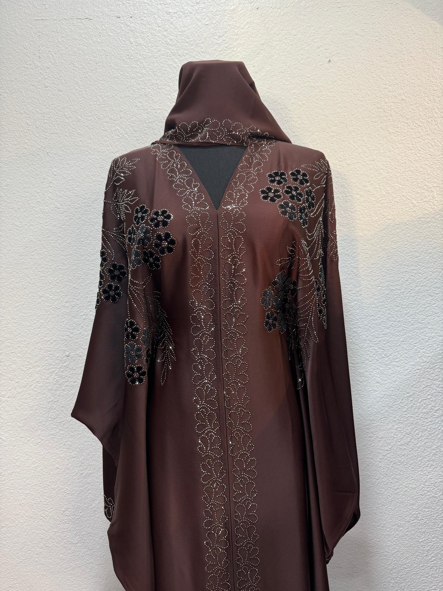 Floral Panel Beaded Modest Abaya