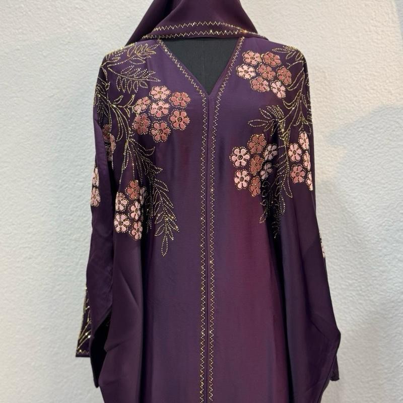 Floral Beaded Modest Abaya